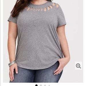 Heather gray slashed crew classic fit tee